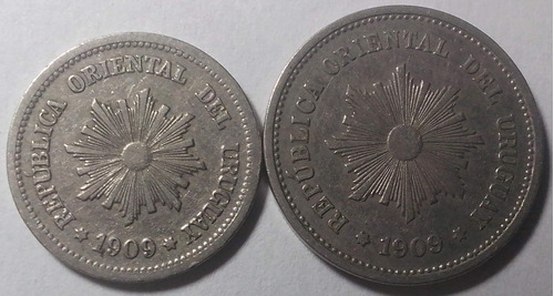 Moneda Uruguay 2 Y 5 Centésimos 1909