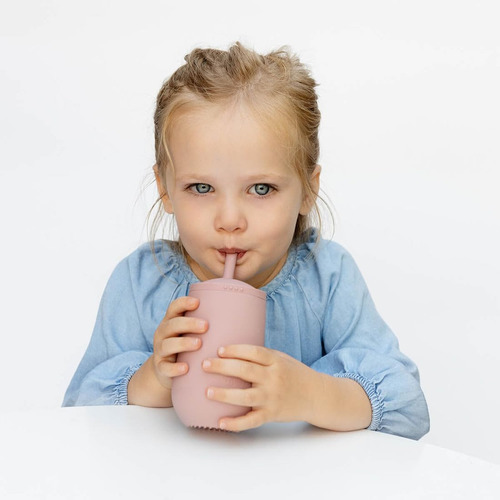 Vaso Ezpz Entrenador Grande Con Popote Para Bebes Silicon Color Rosa Nórdico