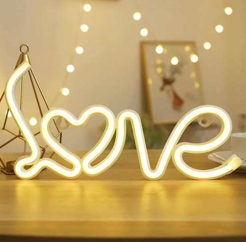 Letrero Luz Led De Neon Aviso Neón Love
