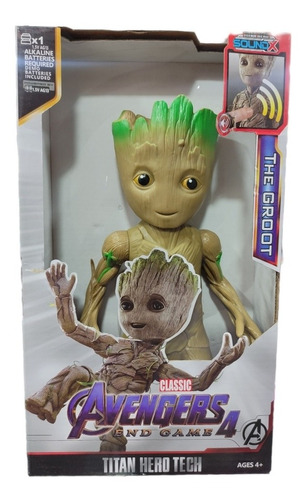 Muñeco De Baby Groot Con Luz Y Sonido 30cm