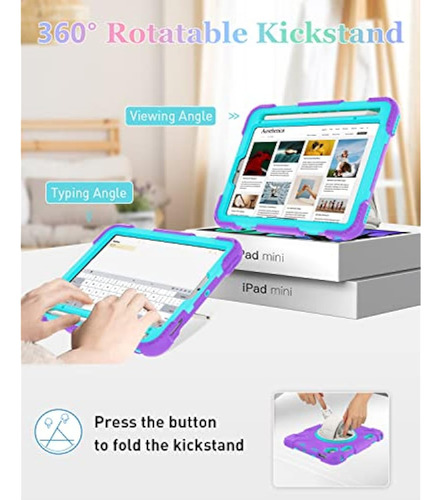 Funda Para Ipad Mini 6a Gen De Silicona A Prueba De Golpes Mint Green+purple