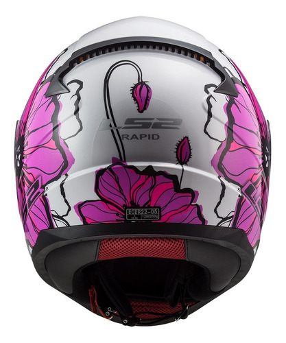 Imagen 4 de 9 de Casco Moto Mujer Ls2 353 Rapid Poppies Rosa Pr