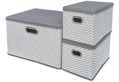 Set 3 Cajas Para Almacenar Gris