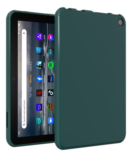 Funda Kindle Fire 7 12 Gen. Silicona Verde Oscuro