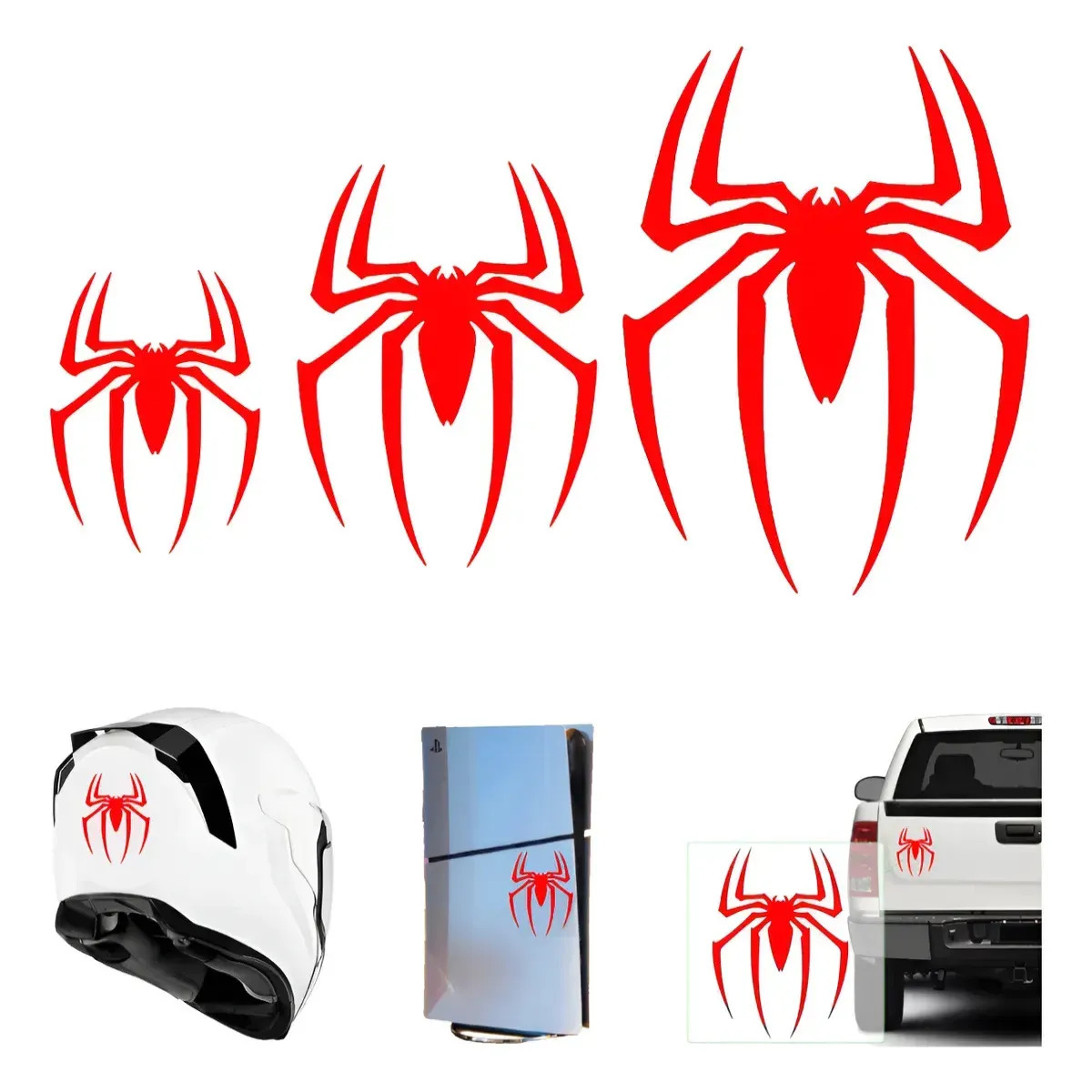 Calcomania Hombre Araña Spiderman Auto Suv Moto Sticker Laptop Termo Decorativo Pegatina Universal 3pz Rojo
