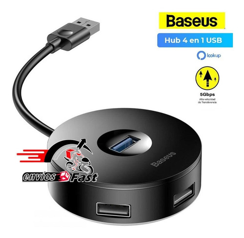 Hub Usb Baseus Power Round Box 4 En 1, 5gbps, Cahub-f01