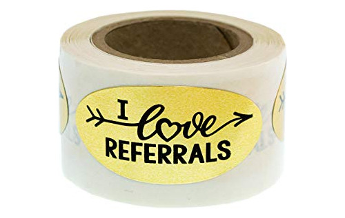 I Love Referrals - Oval Gold Foil Stickers - Great Real Esta