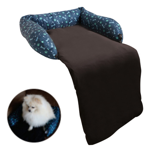 Cama Para Cachorro E Gato Protetora De Sofá Em Poliéster Cor Azul