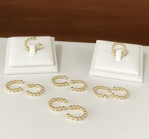 Kit 10 Piercing Argola Orelha Fake Dourado Bolinhas Atacado