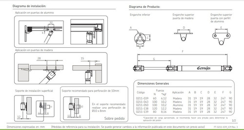 Imagen 2 de 2 de Pistón De Gas Automático C/enganches 100 N Cerrajes 1 Pza