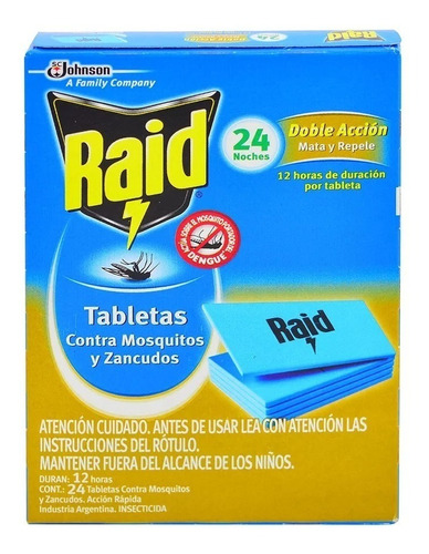 Tableta Mosquitos/moscas Raid X 24 Unidades(cod. 1405)