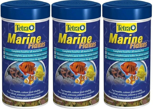 Tetra Ração Para Peixe Marinho Marine Flakes 52g Kit 3un