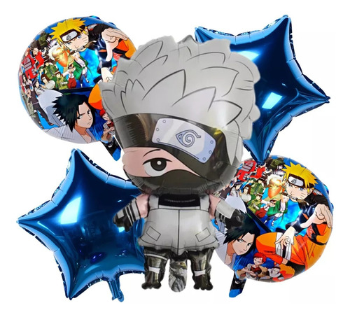 Kit 5 Pz De Globos Con Personaje Naruto Kakashi Hatake