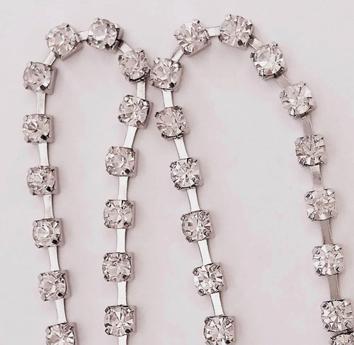 Corrente De Strass Ss22 - 125 Metros - Cor Prata