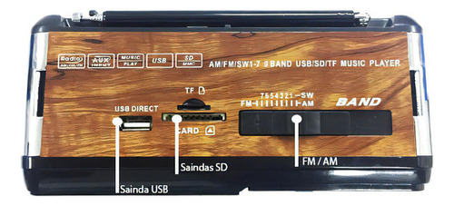 Rádio Am Fm Retro Sd/tf/usb Le-613 Marrom Amadeirado Wood