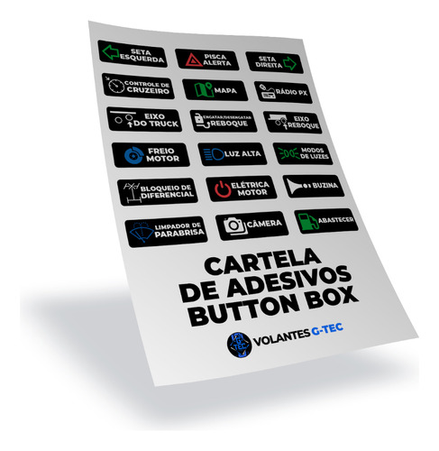 1x Cartela De Adesivos Button Box - G-tec