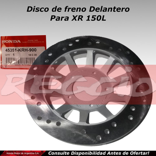 Disco De Freno Delantero Para Honda Xr 150 L Original-reggio