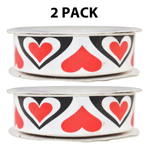Imagen 1 de 3 de Listón Estampado De Corazones, 2 Piezas,san Valentín,bdc5