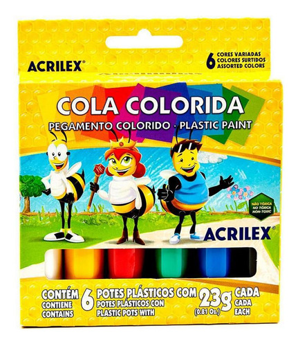 Cola Colorida 6 Cores Acrilex 23g