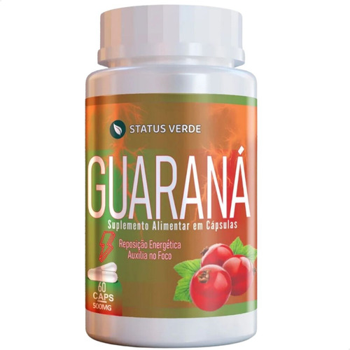 Suplemento Guaraná 500mg Energia Total 100% Natural 60 Cáps - Status Verde