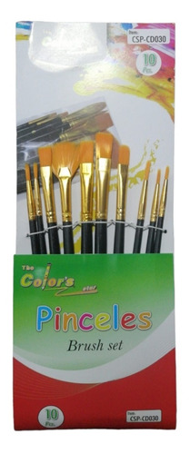 Pinceles De Pintura, 10 Piezas, Planos Y  Redondos 