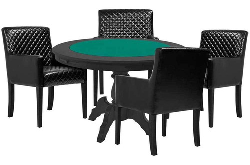 Mesa Jogos Montreal Preto Com 4 Cadeiras Preto - Gran Belo