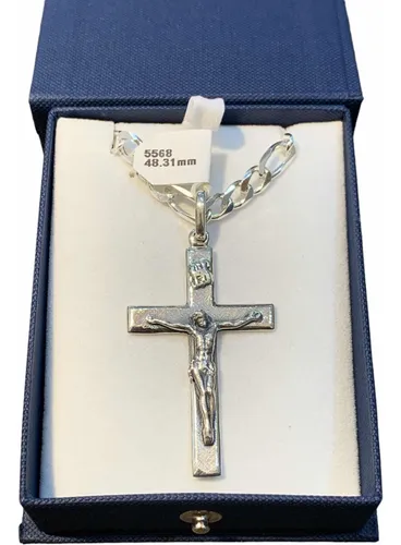 comprar Dije Crucifijo Y Cadena Cubana 60cm Plata 925 Tuset