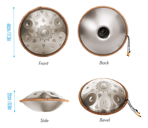 Instrumento Handpan De Aleación De 16 Pulgadas En Ratán Plat
