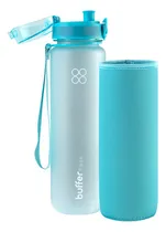 Comprar Botella De Agua Deportiva Ciclismo Buffer 1 Lt Gimnasio Colador Funda Aguamarina