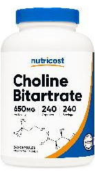 Suplemento Nutricost Bitartrato De Colina 650 Mg 240 Cápsula