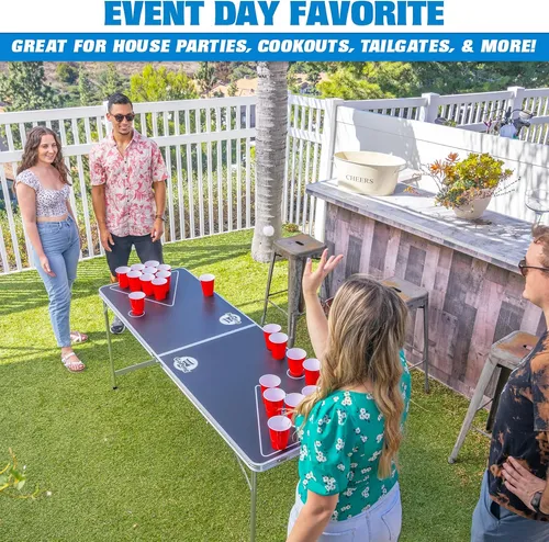 Mesa Plegable Gopong 6 Pies Para Beer Pong Y Flip Cup, 6 Pel