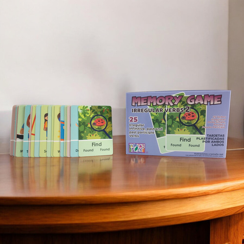 Juego De Memoria Para Niños Y Adolescentes De 25 Verbos Irregulares En Inglés | Incluye Forma Simple, Pasado Y Pasado Participio | Juegos Para Aprender Inglés | Memory Game English Irregular Verbs 2