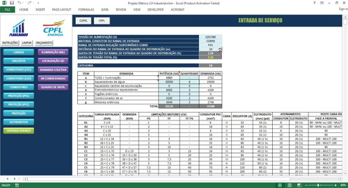 Imagem 8 de 10 de Planilha Dim. Projeto Elétrico Plus + Blocos Eletr. Autocad