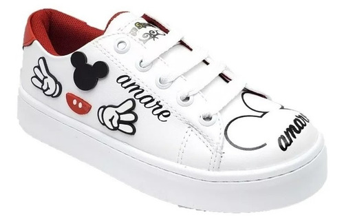 Tenis Mujer Mickey Mouse Casual Blanco Juvenil Niña Sneaker