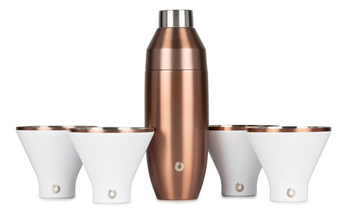 Coctelera Acero Inoxidable Snowfox 4 Copas De Vino -oro