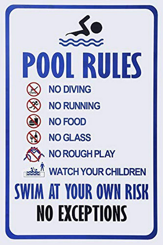 Cartel De Piscina Personalizado Con Reglas Y Advertencia De 