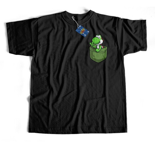 Remera - Yoshi Bolsillo  Mario Bros -  100% Algodon