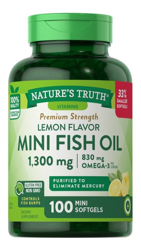 Omega 3 Mini Fish Oil 1300 Mg - 100 Cápsulas Blandas