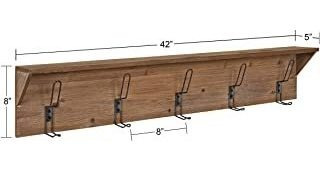 Kate And Laurel Rustic Coburn Estante De 5 Ganchos, 8 X 42 P