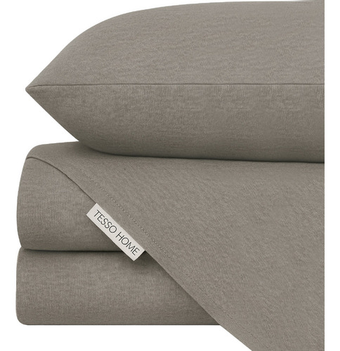 Juego De Sábanas De Camiseta Individual 3 Piezas Tesso Home Color Gris Diseño De La Tela Liso