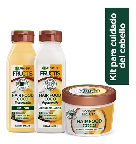 Imagen 1 de 7 de Kit Garnier Fructis Hair Food Coco Rutina Completa 950ml