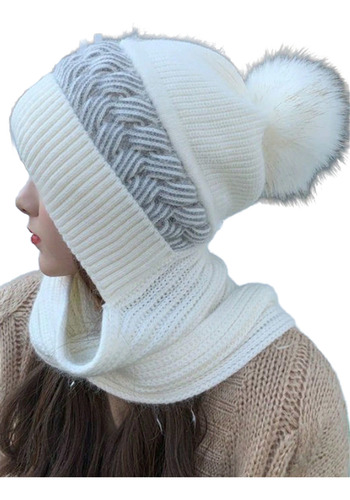 Gorro Chullo Beanie Con Bufanda Polarita Pompon Mujer
