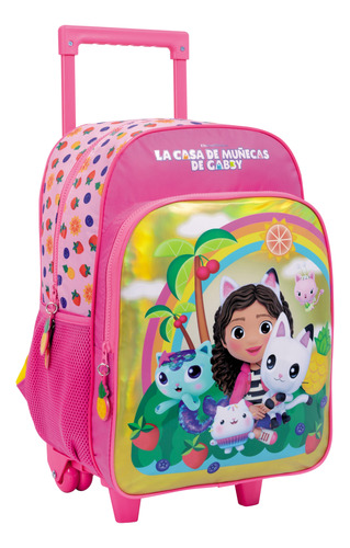 Mochila Gabby Dollhouse Rainbow Con Carro 16 Pulgadas 35207