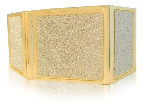 Brazalete Ancho 5cm Oro 18k Laminado Cuadros Plateados #67 Diámetro 6 Cm