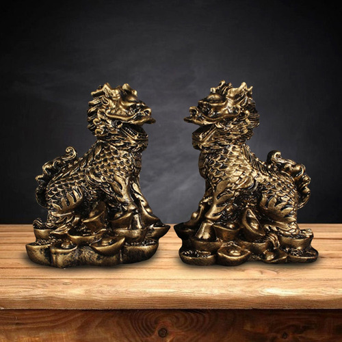 ! Ornamento Chino De La Estatuilla De De Chi-lin Cobre