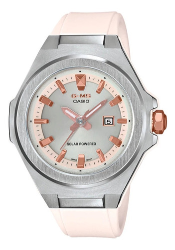 Reloj Casio Baby-g Solar Msg-s500-7a Dama Origina Color de la correa Rosa pálido Color del bisel Plateado Color del fondo Rosa pálido