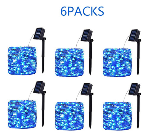 F 6packs 200 Led 8 Modos Luces De Navidad Solares For Jardín