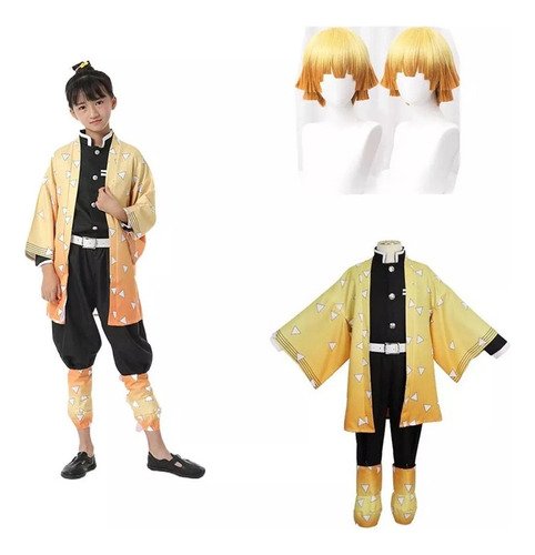 Demon Slayer Niño Cosplay Kochou Shinobu Kimono Traje+peluca