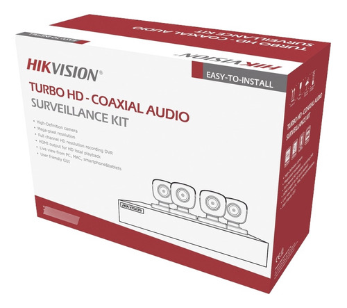 Kit Cctv 4 Cámaras  Hikvision 5 Mpx Turbo Hd Audio/exterior 