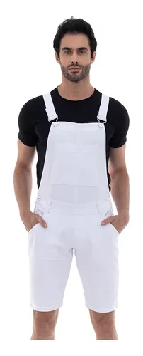 Jardineira masculina jeans best sale rasgado